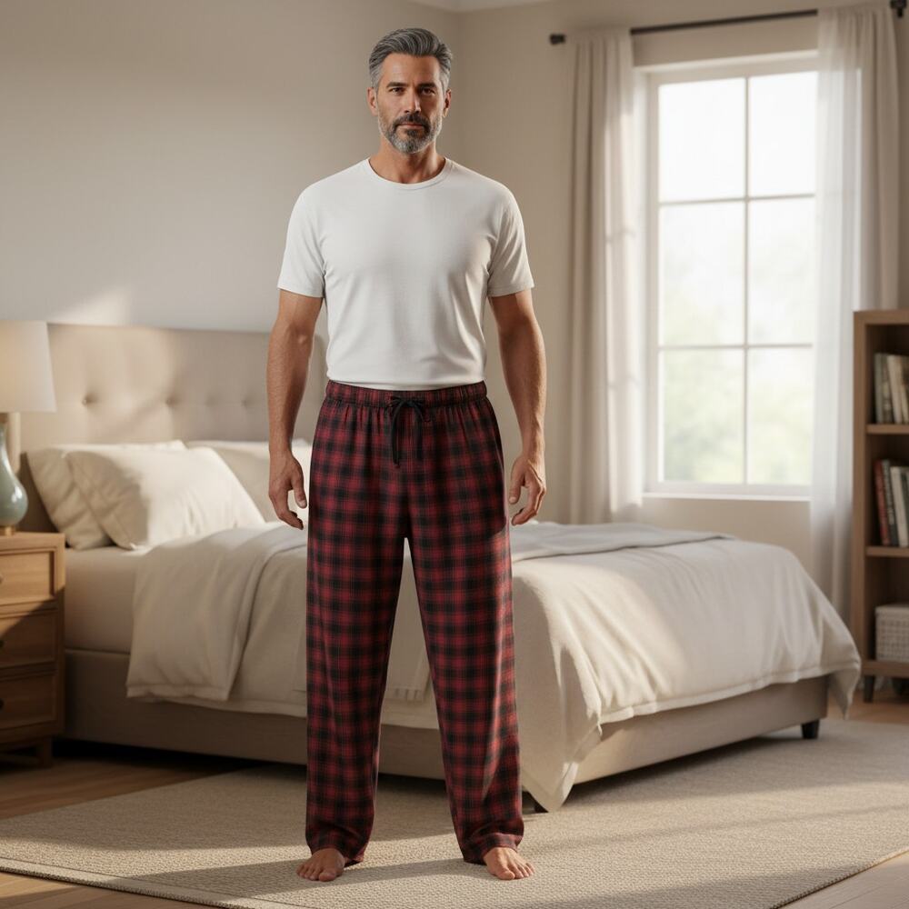 Calvin Klein Plaid Pajama Pants Mens Red Black Lounge Sleepwear Size XL